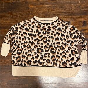 New Directions Leopard Print Sweater - Beige and Black
